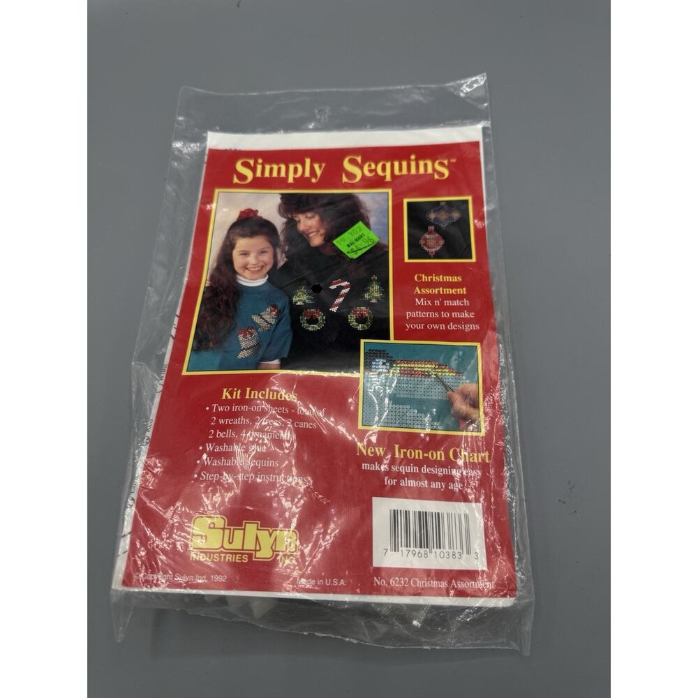 Sulyn Simply Sequins Christmas Assortment Iron-On Craft Kit 6232 USA